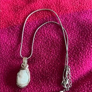 Sterling Silver Wire-Wrapped Moonstone Pendant Necklace